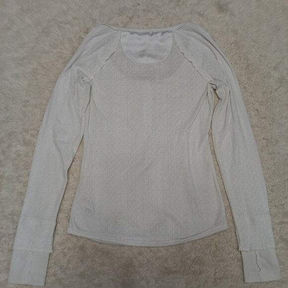 Free People We the Free Women Crew Neck Thermal Shirt White Size M - Picture 2 of 8
